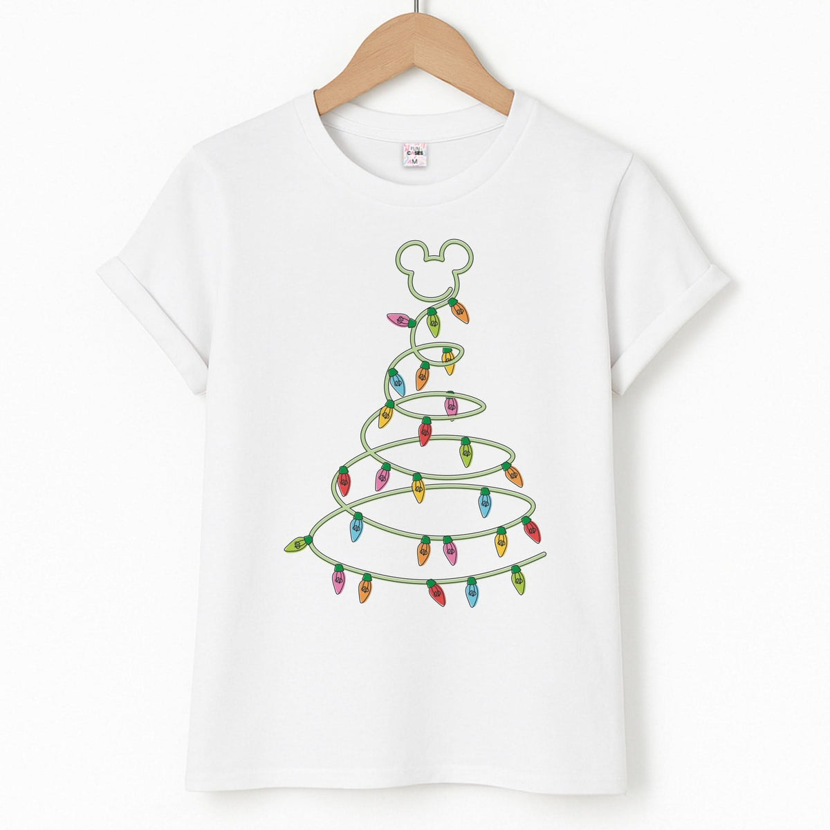 Cartoon Mouse Christmas Tree Lights T-Shirt
