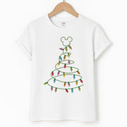 Cartoon Mouse Christmas Tree Lights T-Shirt 1