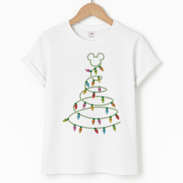 Cartoon Mouse Christmas Tree Lights Unisex T-Shirt