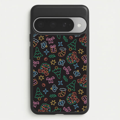 Neon Christmas Icons Pattern I Google Pixel 10 Pro XL Case