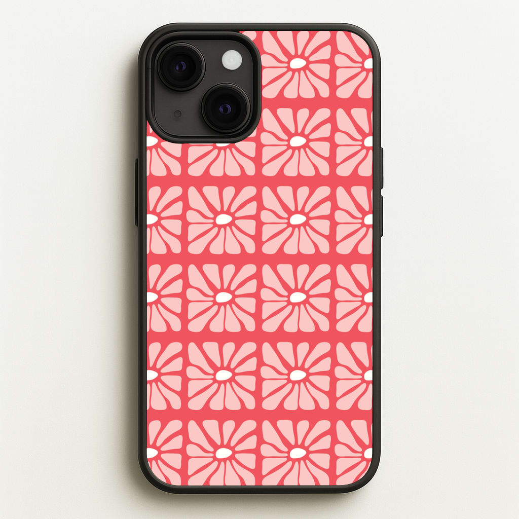 Square Abstract Flowers Pink iPhone 13 Case