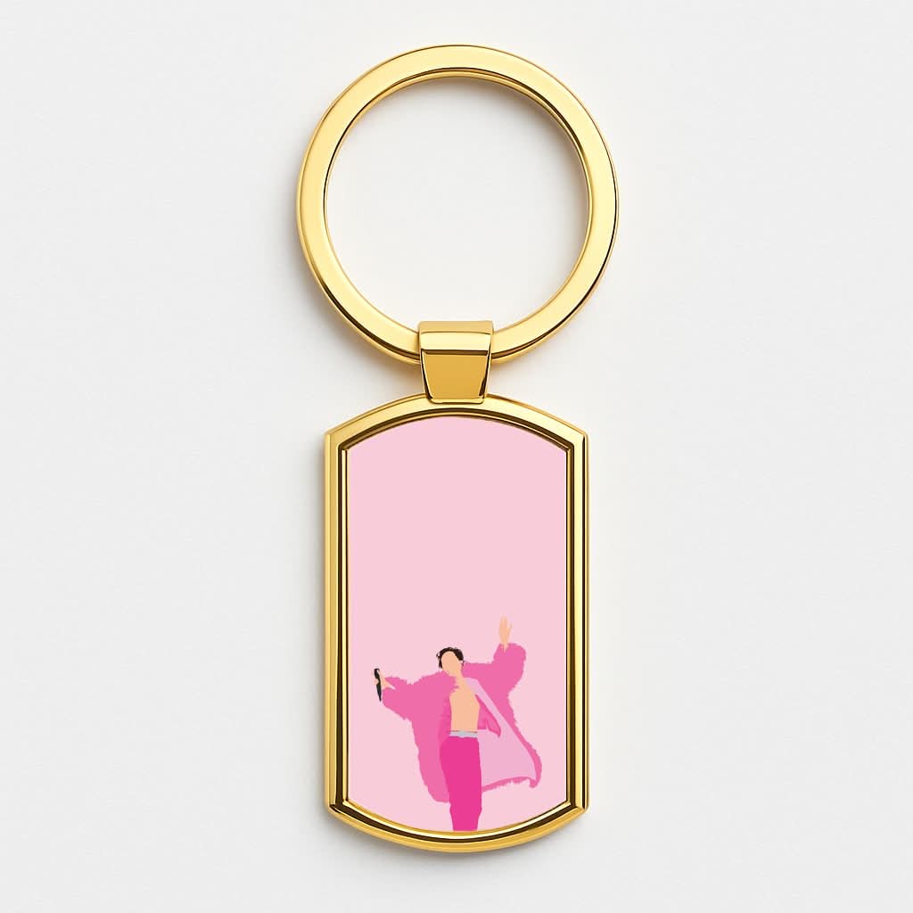 Harry Pink Coat  Gold Keyring