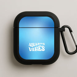 Aquarius Vibes Gradient Zodiac Black AirPods Case