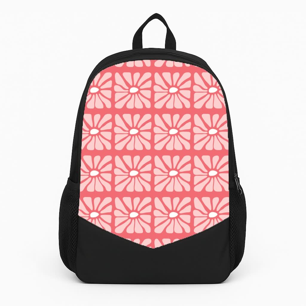 Square Abstract Flowers Pink Backpack