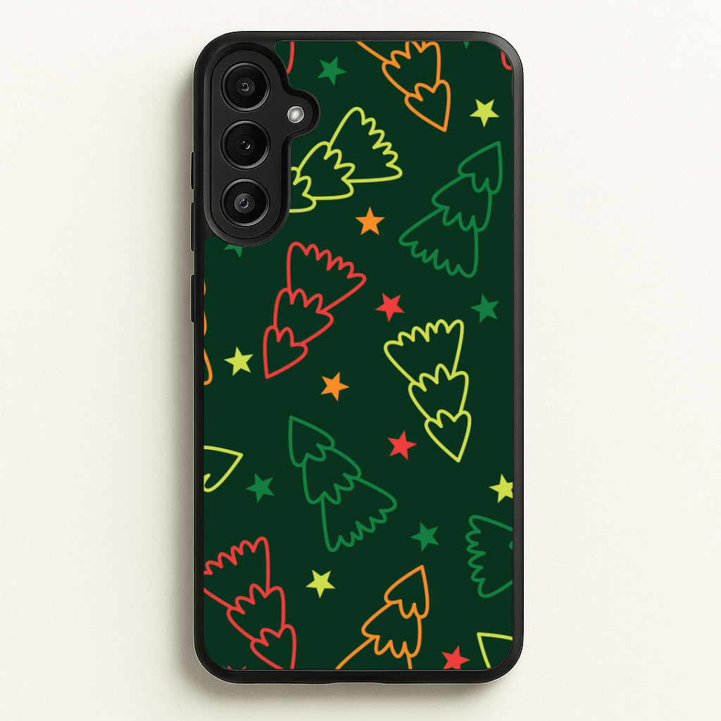 Colourful Christmas Tree Outlines Pattern Galaxy A34 Case