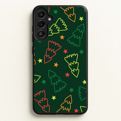 Colourful Christmas Tree Outlines Pattern Galaxy A36 Case