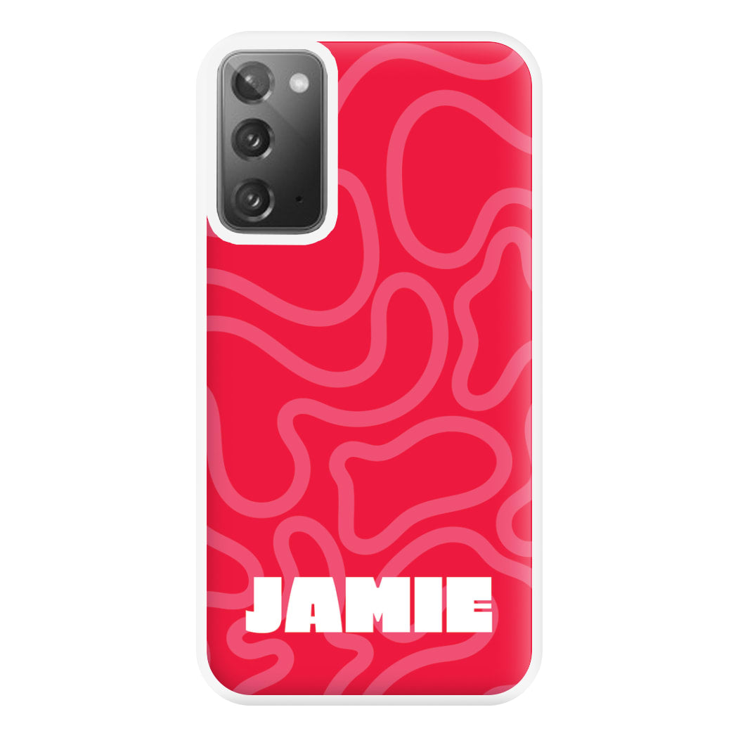 Red And Pink Squiggles Personalised Name Galaxy Note 20 Ultra Case