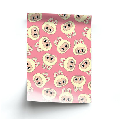 Cute Cream Monster Face Pattern Poster