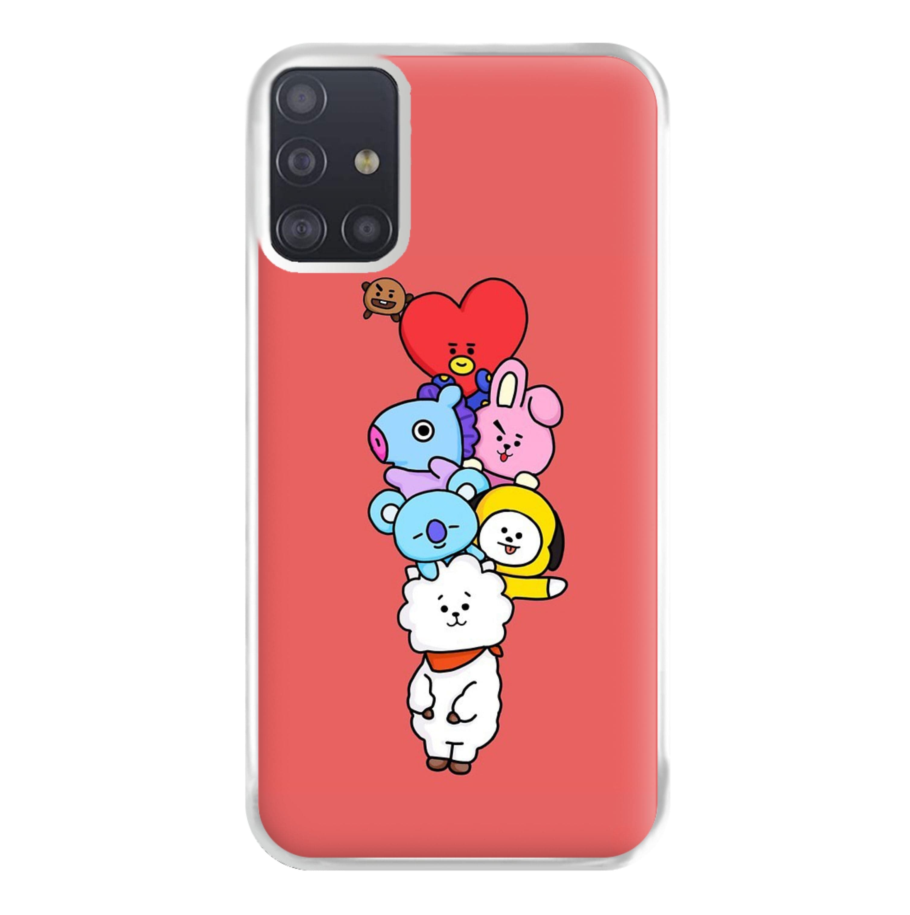 Red BT21 - RJ, Mang, Koya, Chimmy, Cooky, Shooky, Tata - K Pop Phone Case