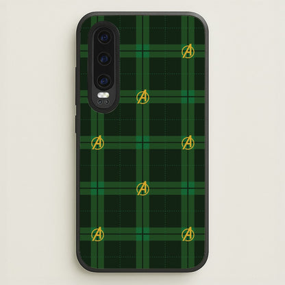 Superhero Team Green Tartan Pattern Huawei P30 Case