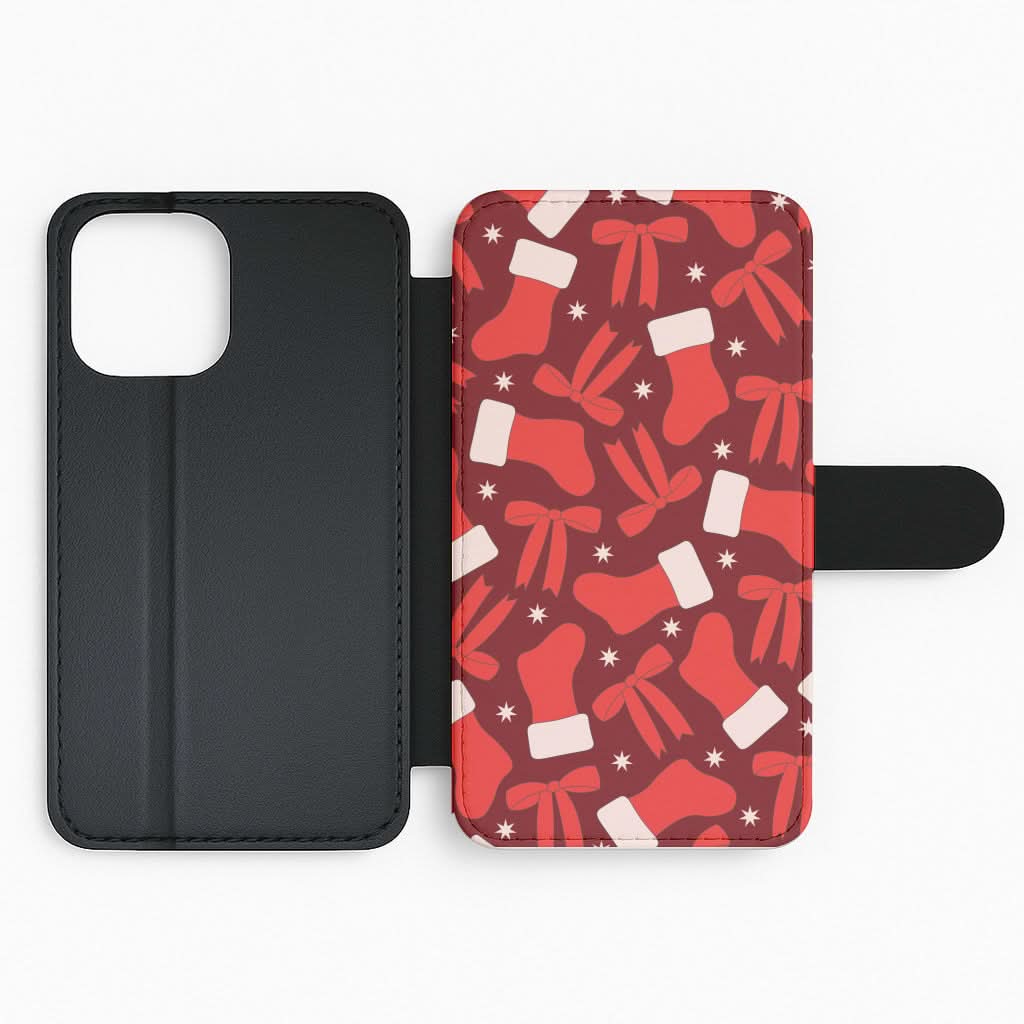 Stockings And Bows Pattern Flip Phone Case