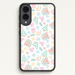 Neon Christmas Icons Pattern II Galaxy S25 Edge Case