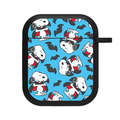 Cartoon Beagle Vampire And Bats Pattern AirPods Case