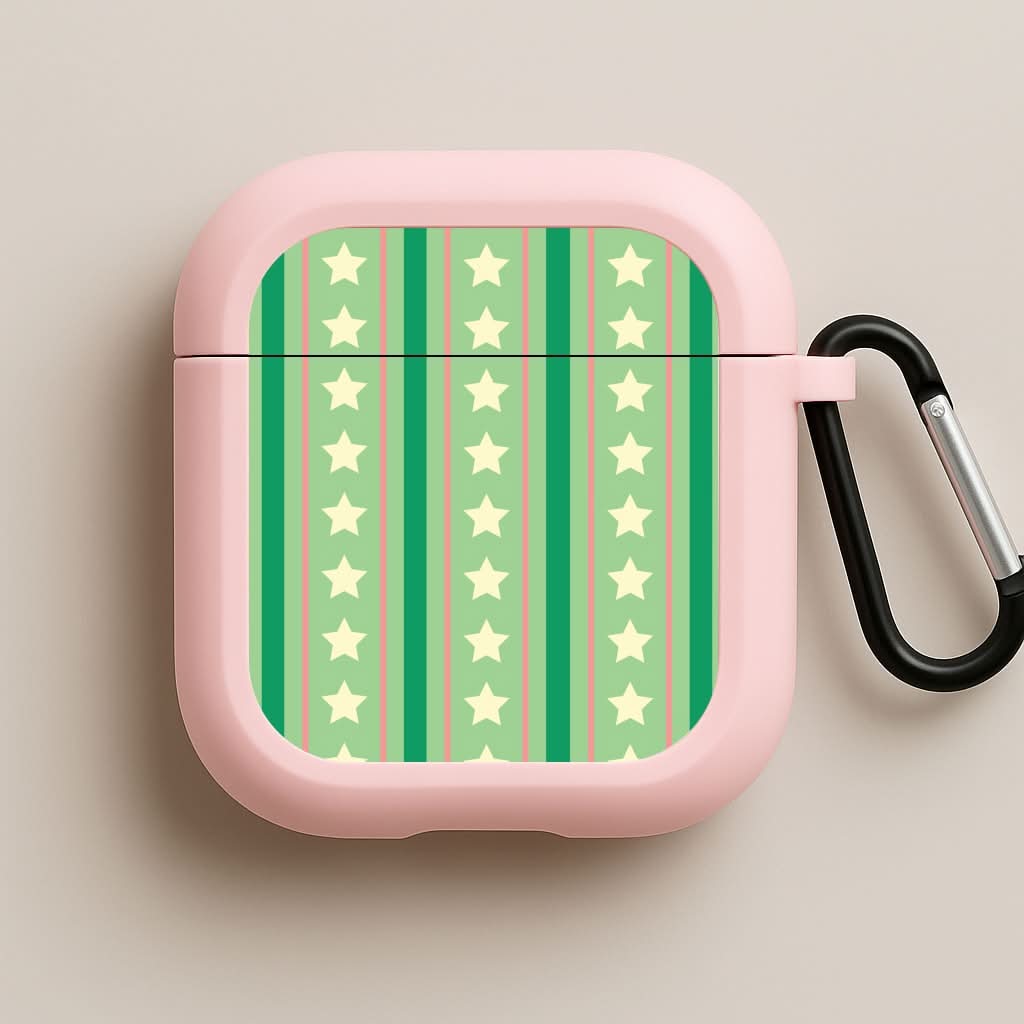 Stars And Stripes Christmas Pattern Pink AirPods Case