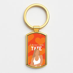 I Know Love Pattern Gold Keyring