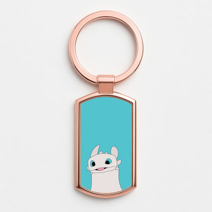 White Fury Dragon Rose Gold Keyring