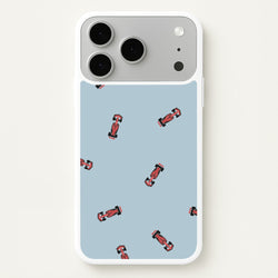 Race Cars Pattern Blue iPhone 17 Pro Max Case