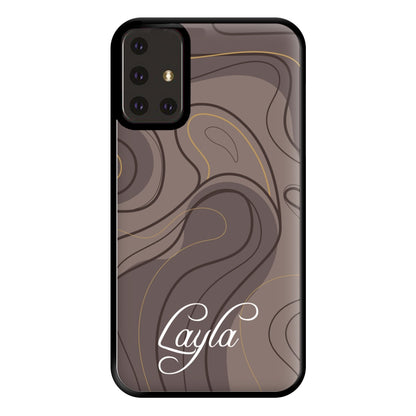 Brown Marble Waves Personalised Name Galaxy A71 Case