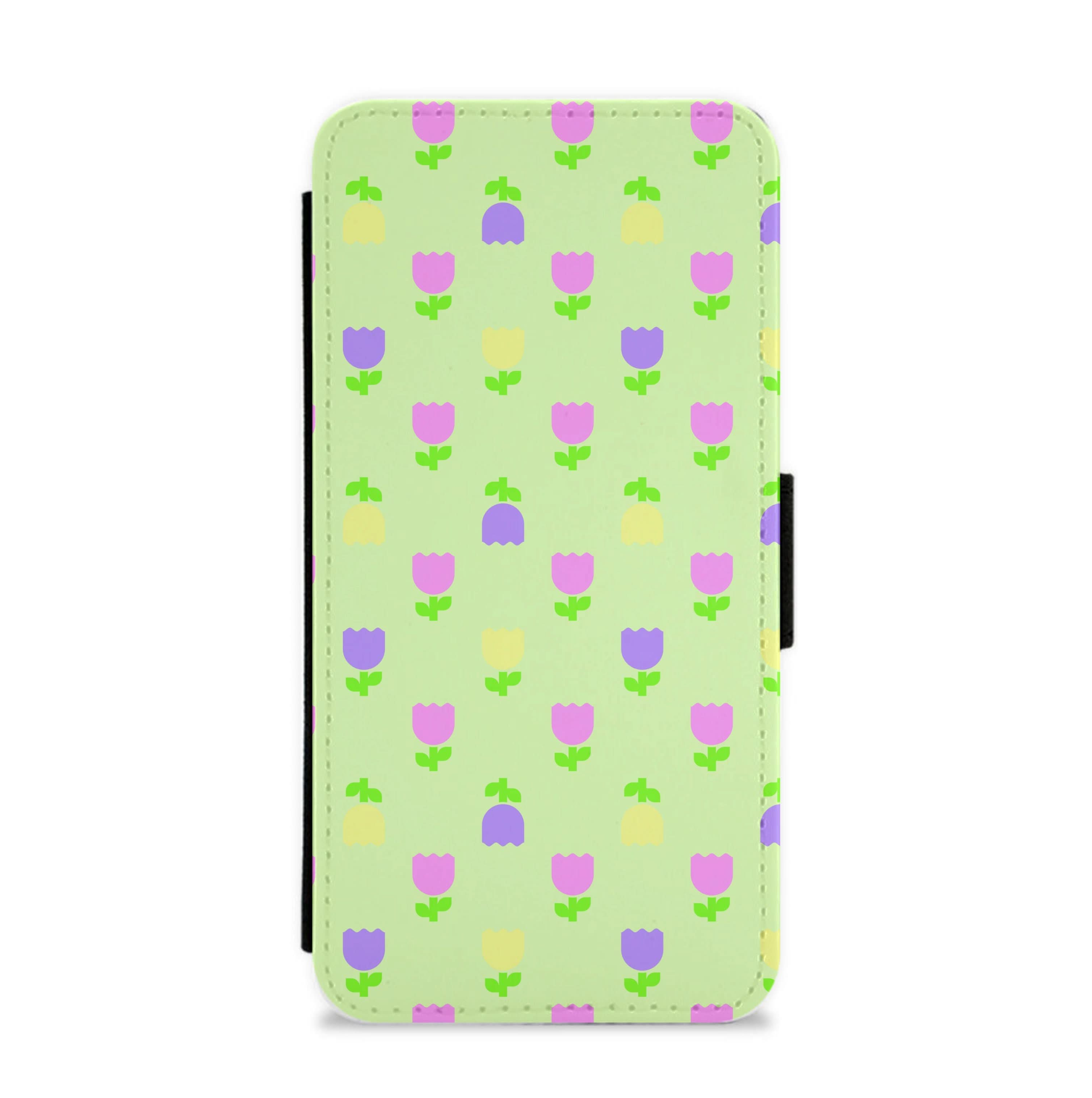 Pastel Tulips Pattern Flip / Wallet Phone Case