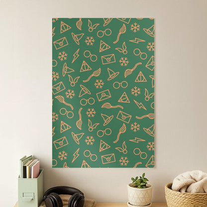 Christmas Wizard Icons Pattern Poster