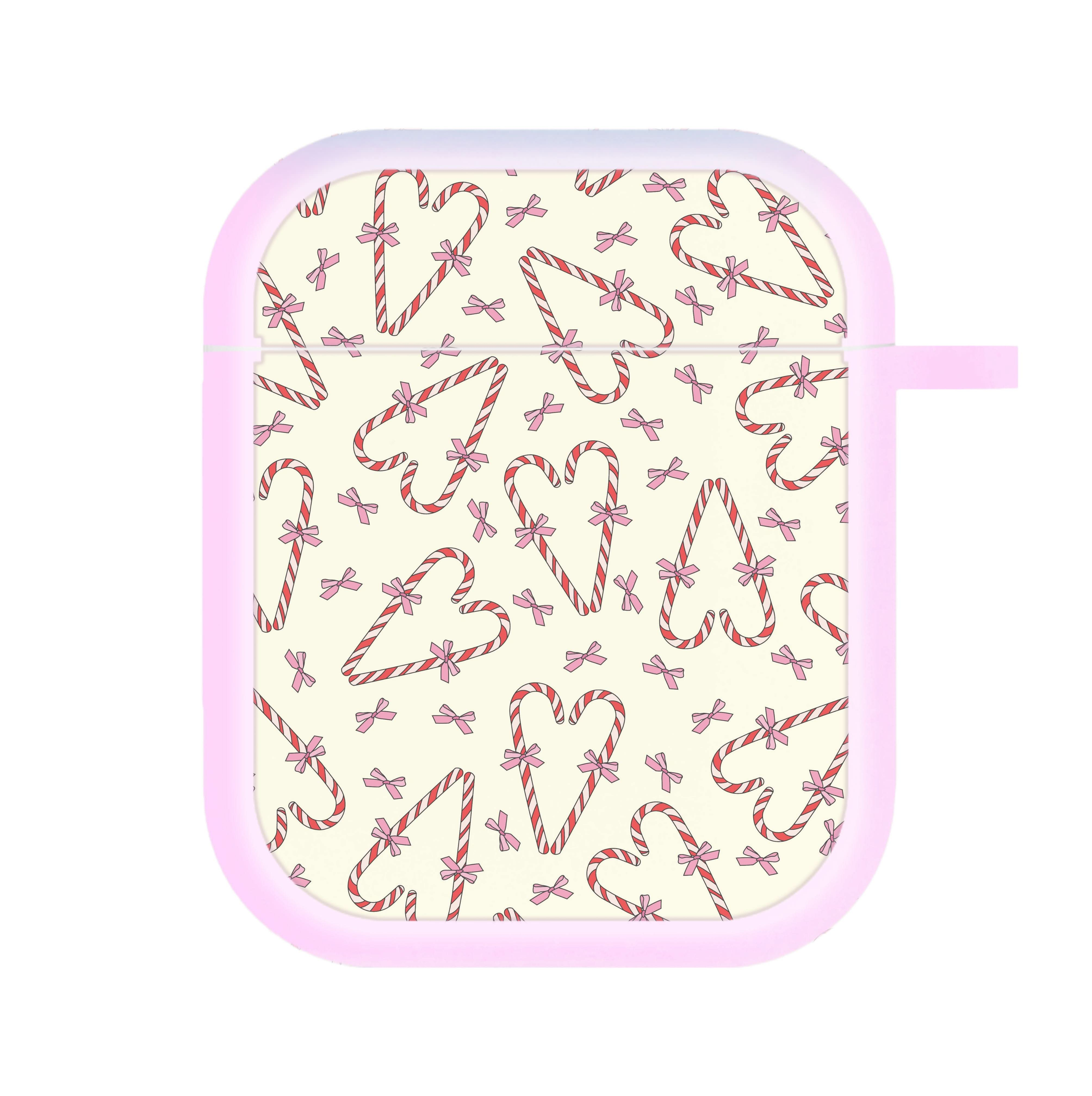 Candy Cane Love Heart Pattern AirPods Case