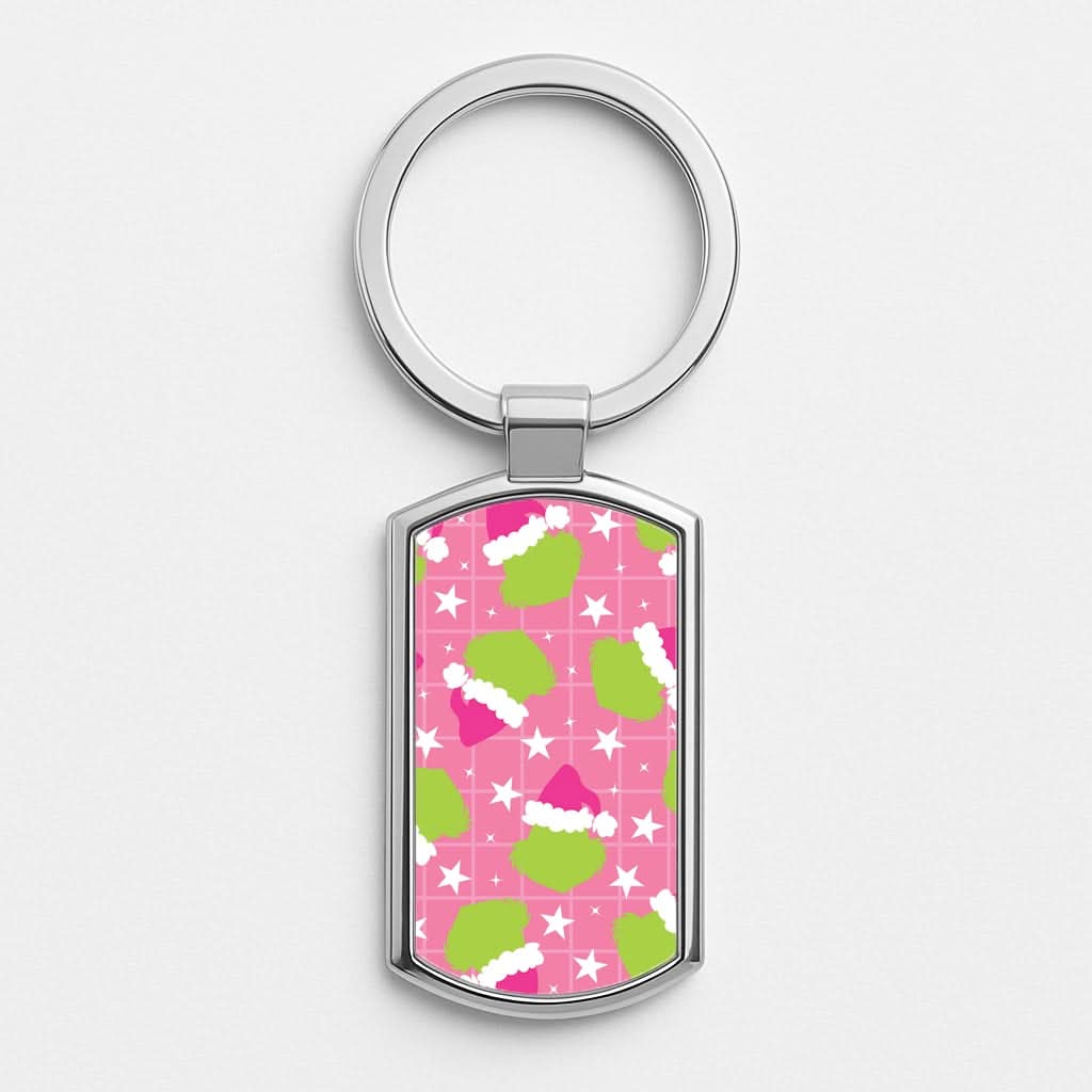 Pink Green Creature Xmas Pattern Luxury Keyring