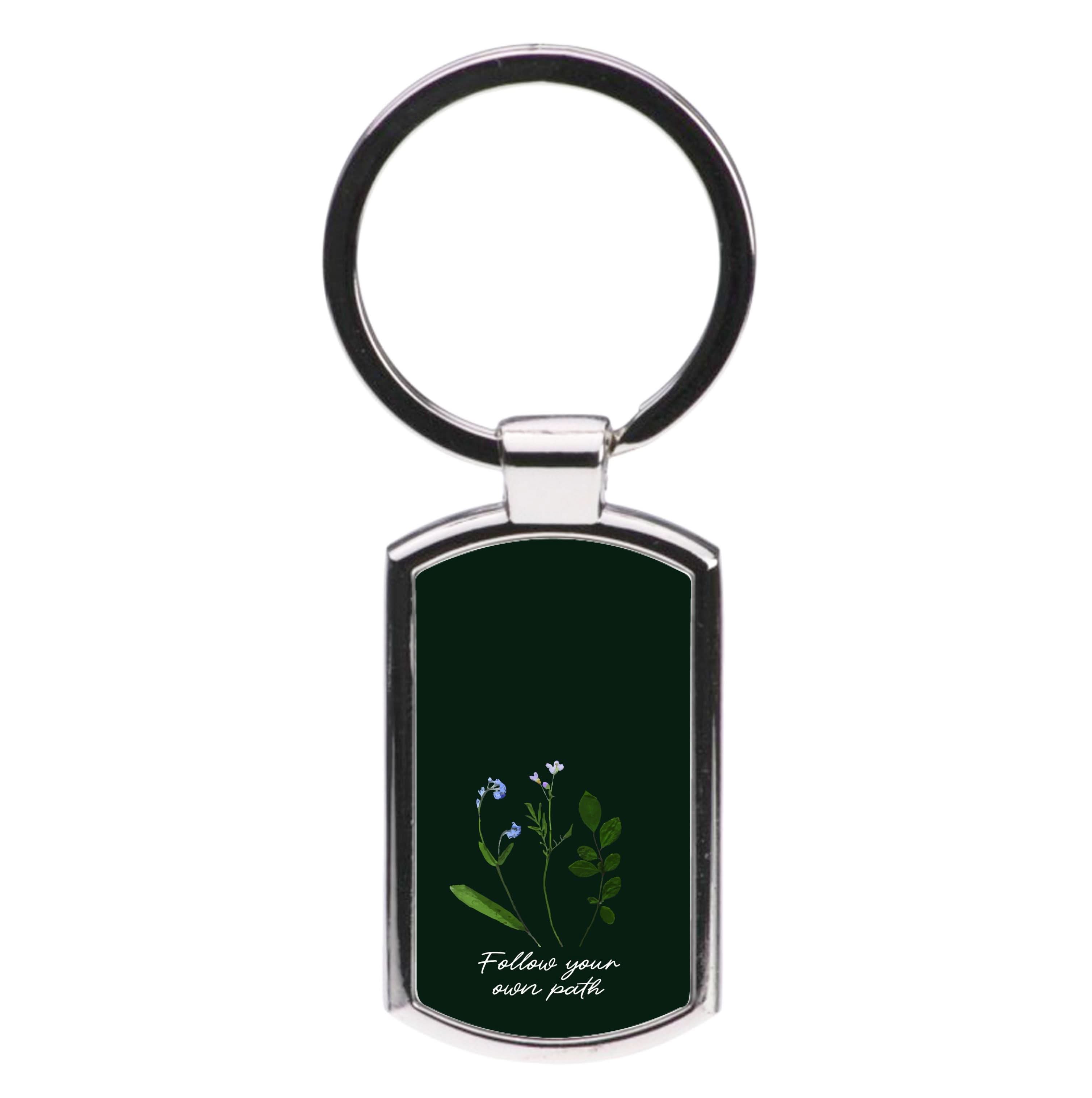Follow Your Own Path Dark Green Luxury Keyring