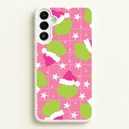 Pink Green Creature Xmas Pattern Galaxy A36 Case