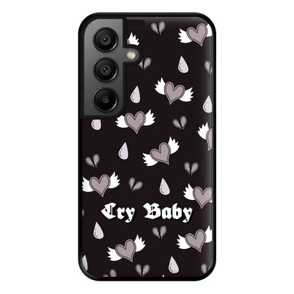 Cry Baby Monochrome Hearts Pattern Galaxy A35 Case