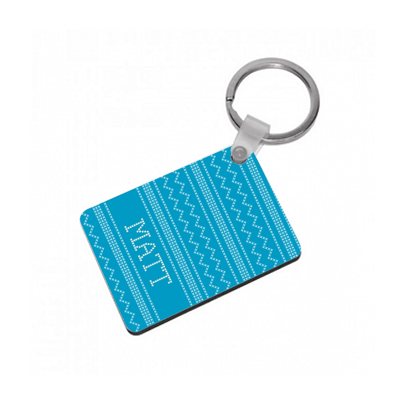 Personalised Christmas Jumper Blue Keyring