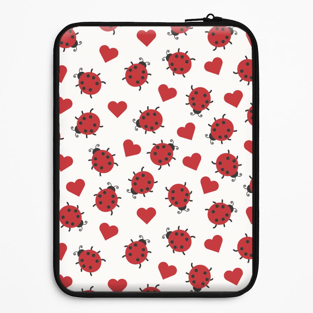 Ladybugs And Hearts Pattern Laptop Sleeve