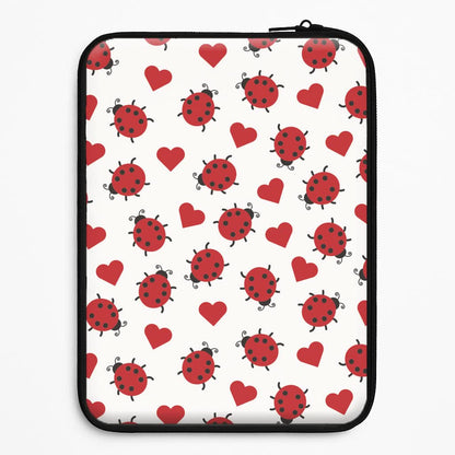 Ladybugs And Hearts Pattern Universal Laptop Sleeve