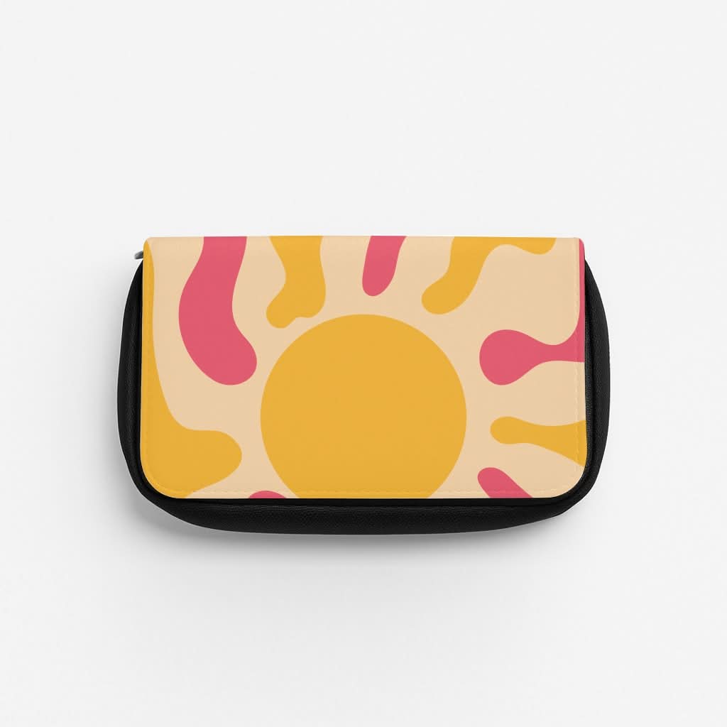 Yellow And Pink Abstract Sun Pencil Case