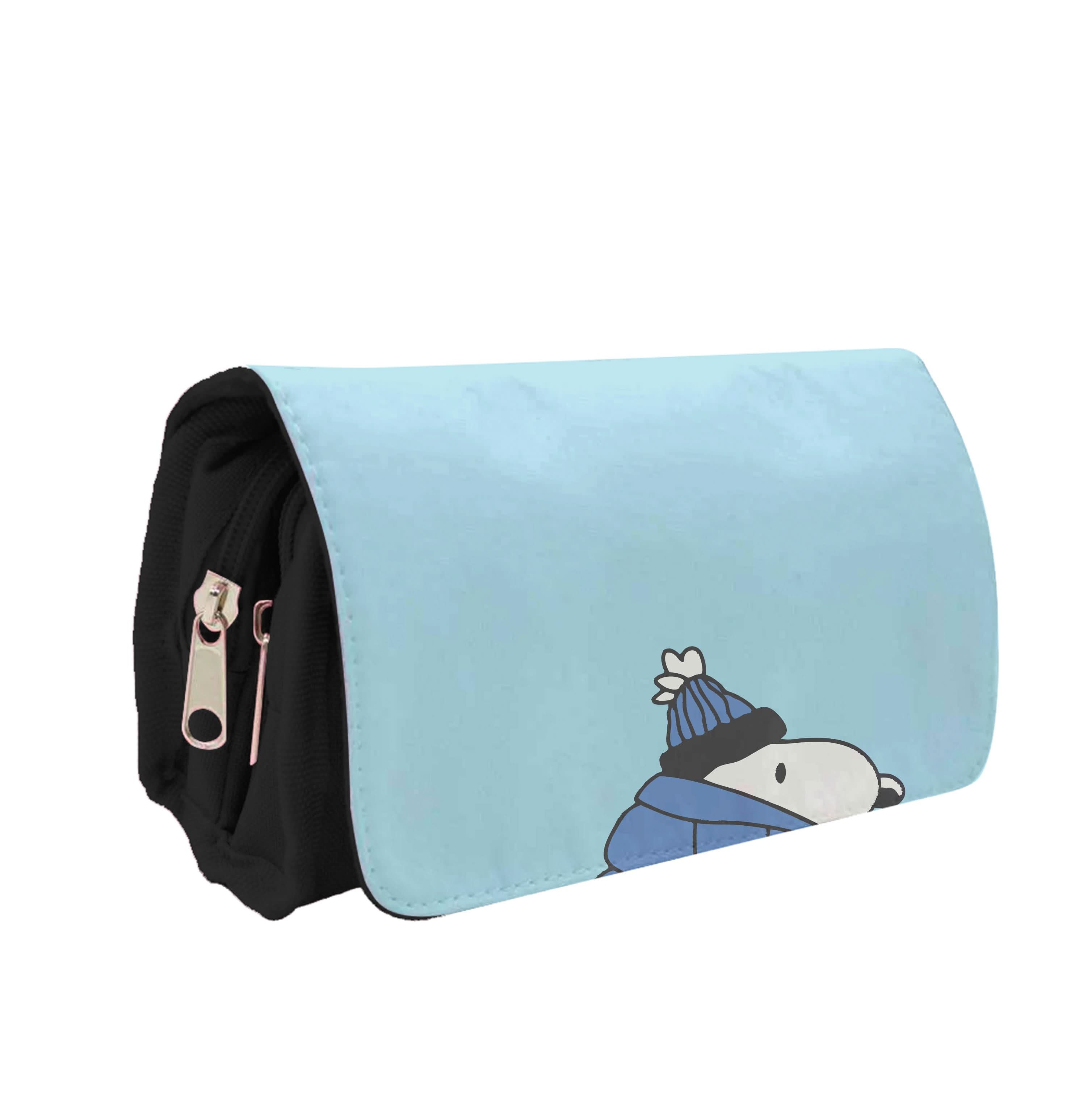Cartoon Beagle Puffer Jacket Blue Pencil Case