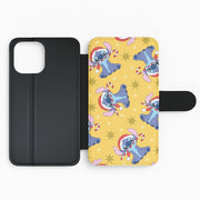 Cute Blue Alien Candycane Christmas Pattern Flip / Wallet Phone Case 2