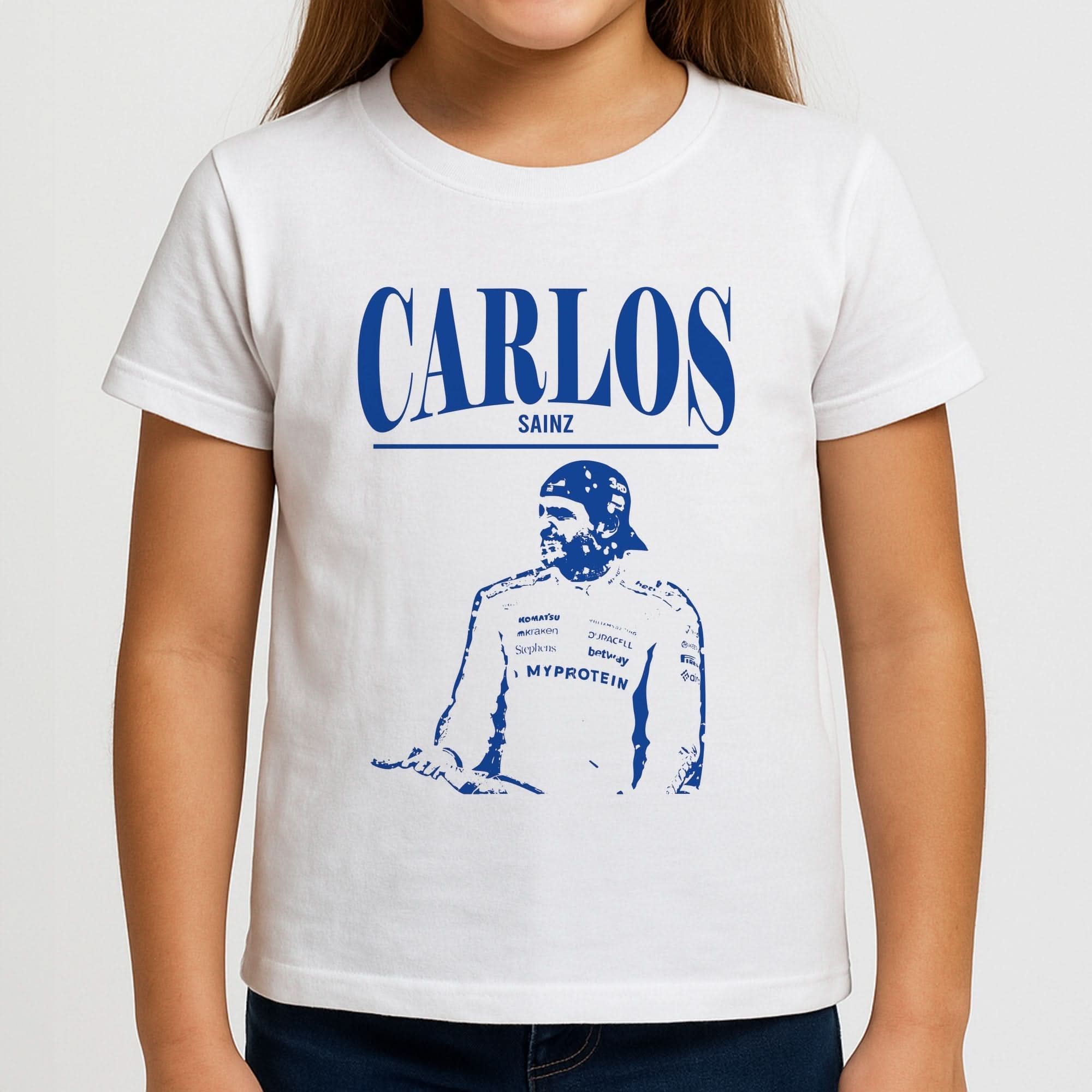 Carlos White And Blue Girls T-Shirt
