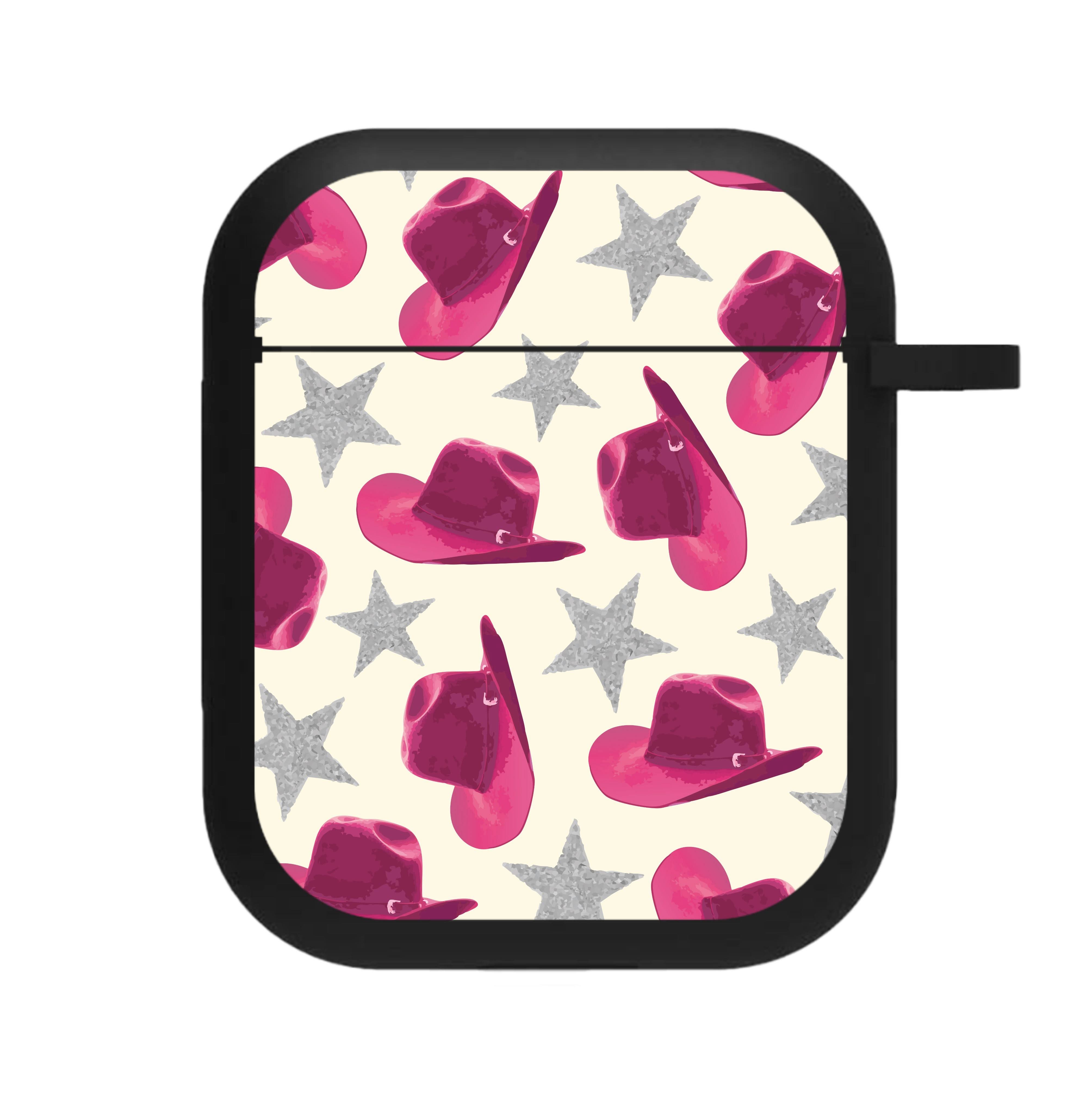 Pink Cowboy Hats And Stars Pattern AirPods Case
