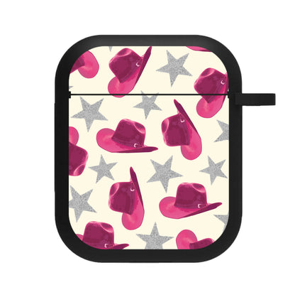 Pink Cowboy Hats And Stars Pattern AirPods Case