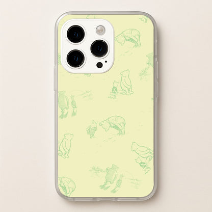 Sketched Winnie Pattern iPhone 14 Pro Case