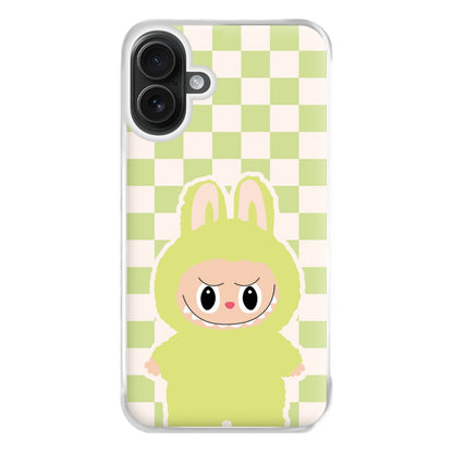Checkered Cute Green Monster  iPhone 16 Plus Case