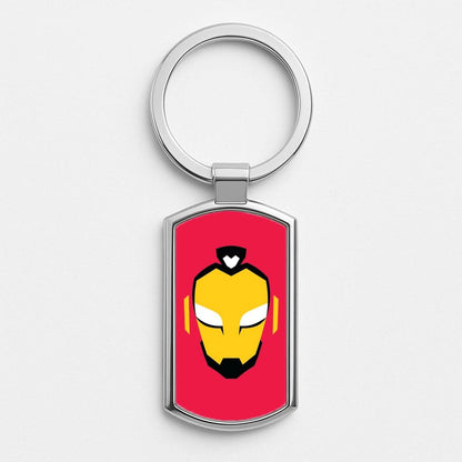 Metal Heart Hero Face Silver Metal Keyring