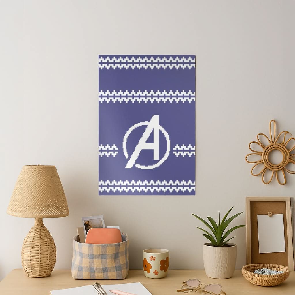 Superhero Team Blue Christmas Jumper  Art Print