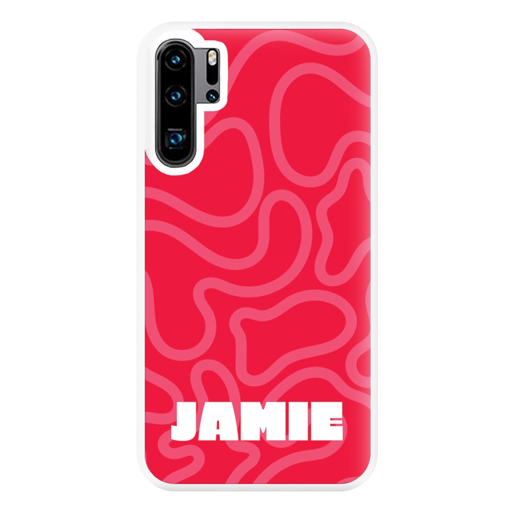 Red And Pink Squiggles Personalised Name Huawei P30 Pro Case