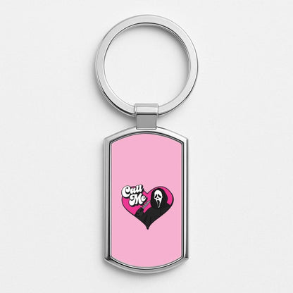 Call Me Heart Silver Metal Keyring