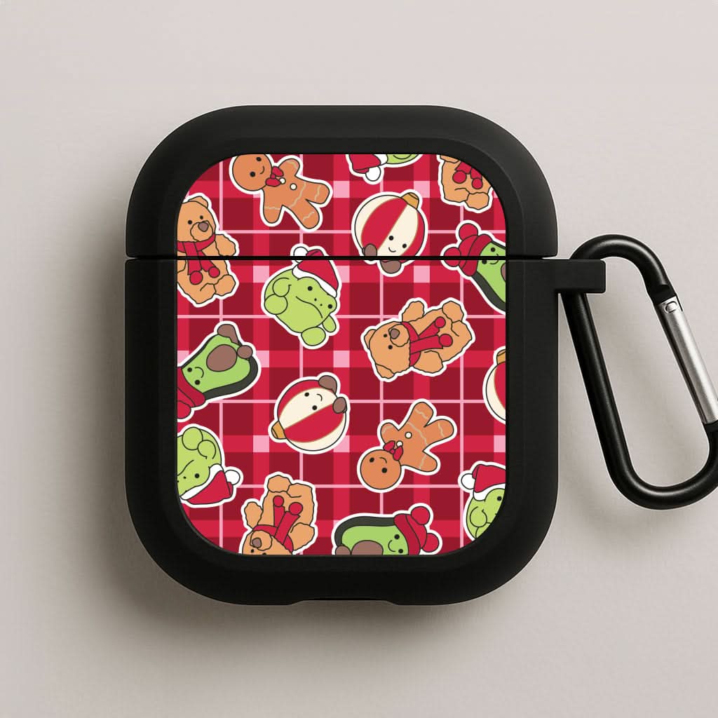 Christmas Plushies Tartan Pattern AirPods Case