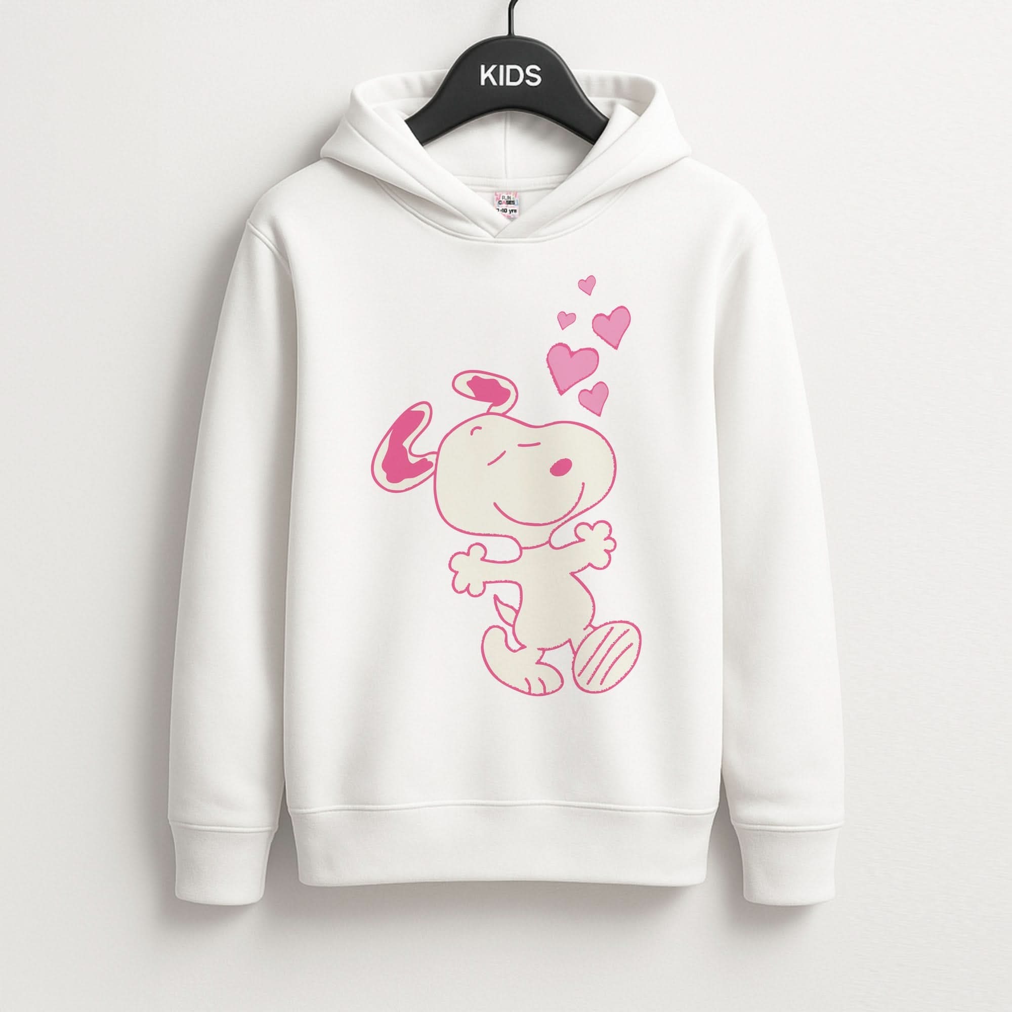 Cartoon Beagle Valentine Hearts Pattern Kids Hoodie