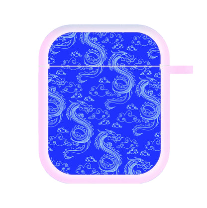 Blue Dragon Pattern AirPods Case