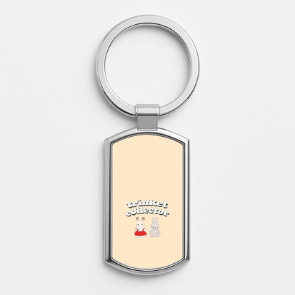 Trinket Collector Biege Silver Metal Keyring