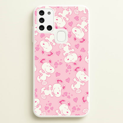 Cartoon Beagle Valentine Hearts Pattern Galaxy A21s Case