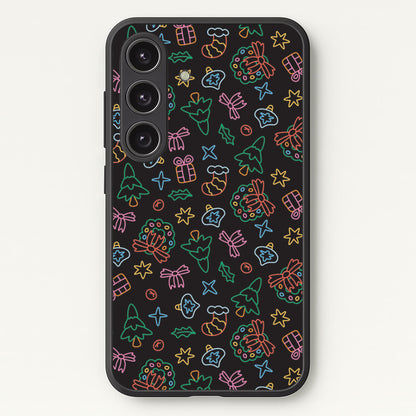 Neon Christmas Icons Pattern I Galaxy S25 Plus Case